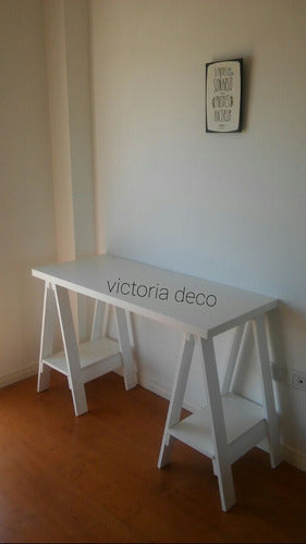 Victoria Deco Desk 120 x 50 with White Stands 1