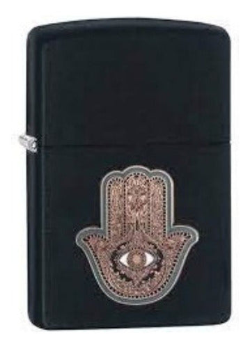 Zippo 29634 Black Matte Emblem Hamsa Hand 0