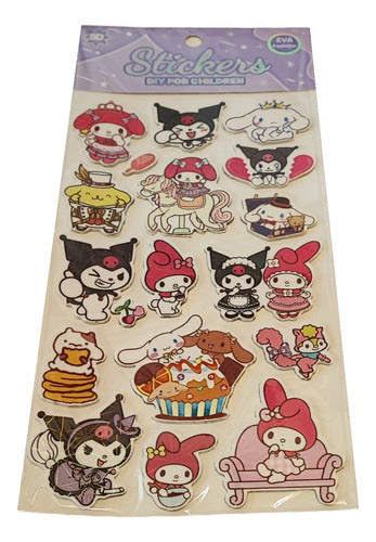 MIC Glitter Kuromi My Melody Cushioned Stickers - Sanrio 2