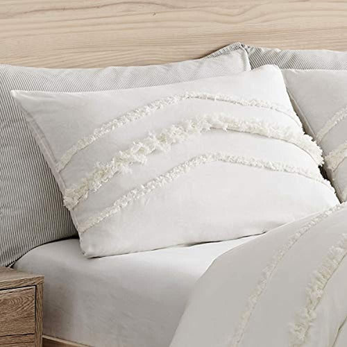 KB & Me Bohemian Boho Chic Ivory Macrame Tufted Tassel 2 Pc. Twin / Twin XL Size Bed Set 3