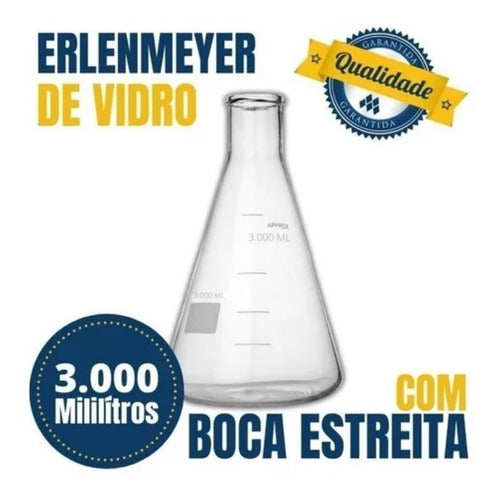 Promoção Erlenmeyer Boca Estreita 3 Litros + Frete 1