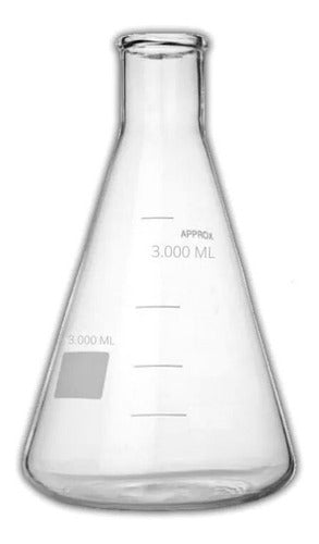 Erlenmeyer Boca Estreita 3000ml Graduado De Vidro Promoção 0