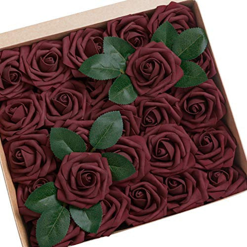 Moonla Artificial Burgundy Roses 50 Pieces 0