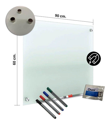 Olami Magnetic Tempered Glass Board 60x90cm + 4 Markers + Magnets 1