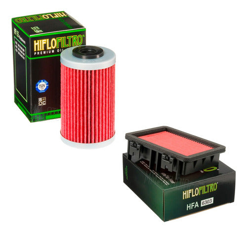 Hiflofiltro Air Filter and Oil Filter Pack for Husqvarna 401 Svartpilen 0