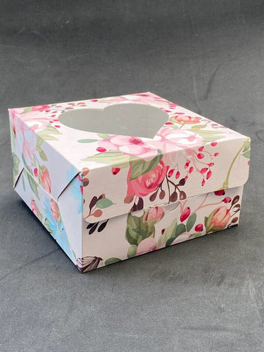 20 Cajas Emprendimiento Estampado Flor  Visor Transparente 2