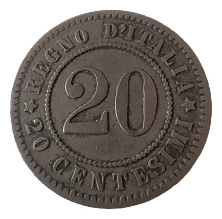 Antigua Moneda 20 Centesimi Italia 1894 Km# 28.2 0