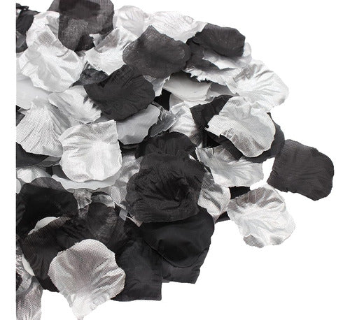 2NDTONONE 900pcs Silver Black White Artificial Silk Rose Petals 1