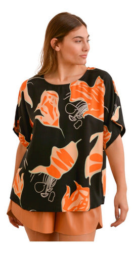 ALARA.SHOP Plus Size Printed Linen Blouse 0