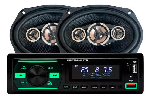 Estéreo Bluetooth Usb + Parlantes 6x9 PuLG Xline Audio Car 2