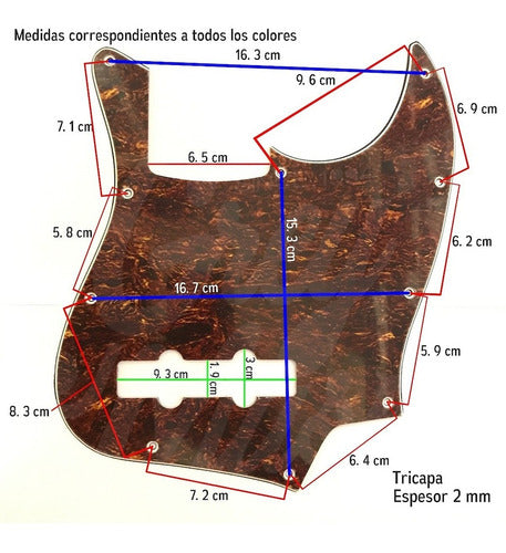 Cool Parts Pickguard PTJB06 Jazz Bass Tri-Layer Tortoise 2