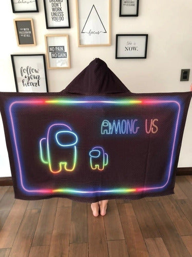 Among Us Neon - Hooded Blanket 1