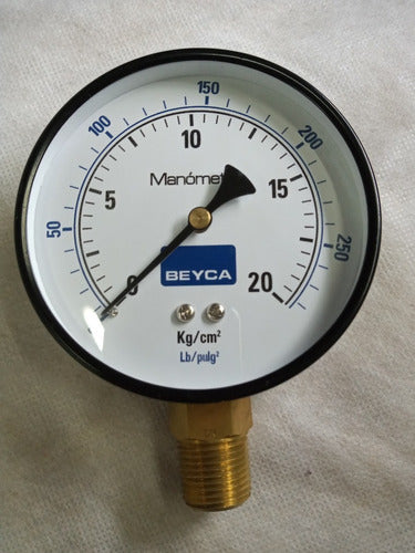 Beyca Manometer Ø 100 Mm. 1/2 Inch Bottom Connection - 20 Kg 0