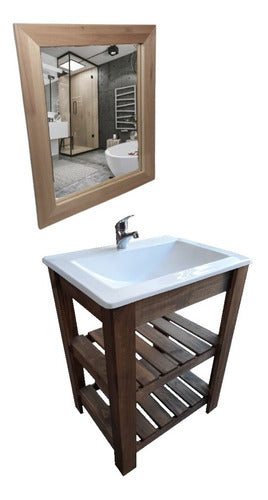 DF Hogar Vanitory Campo 60 Cm Double Deck with Sink and Mirror 0