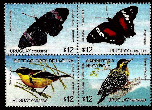 Fauna - Pájaros - Mariposas - Uruguay - Serie Mint 0