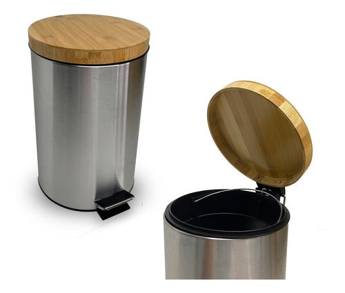 Soluzione Stainless Steel Trash Can with Bamboo Lid 3 Liters 0