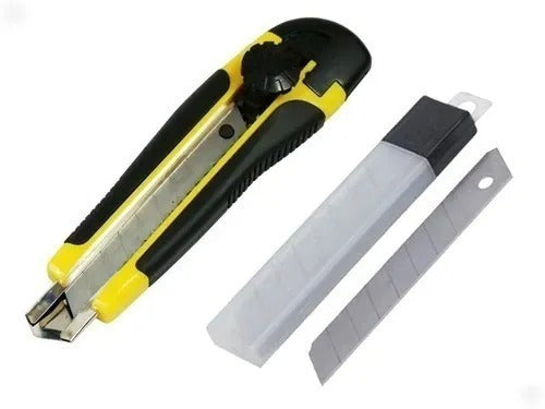 Professional 18 mm Cutter with Rubber Handle + 10 Replacement Blades 0