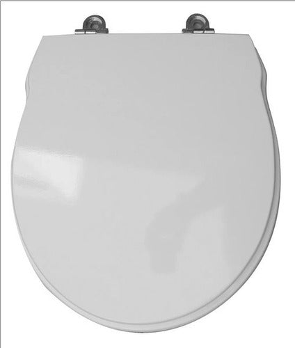 Victoria Ferrum White Wooden Toilet Seat Cover with Chrome Metal Fixtures 0