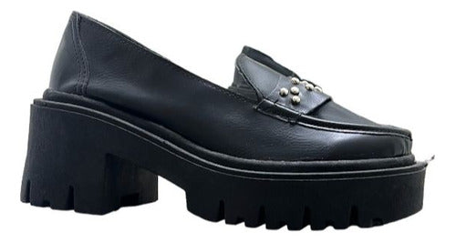 Tesis Chatitas Mujer Mocasin Tachas Negro Brillo Comodo Liviano 0