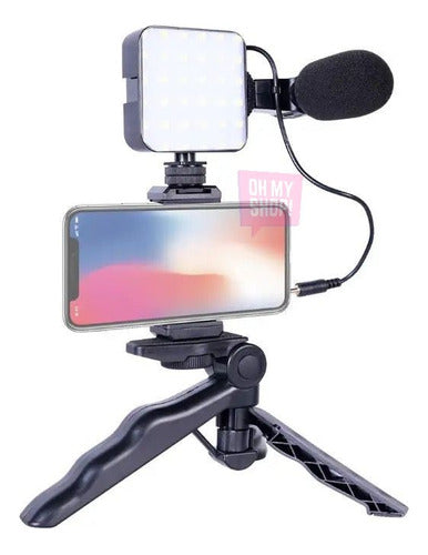 Professional Video Streaming Kit with Microphone, Tripod, and LED Lighting for Cell Phone 4
