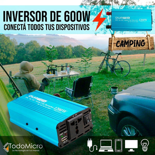 Inversor Conversor De Tension 12v A 220v Senoidal Modificada 3