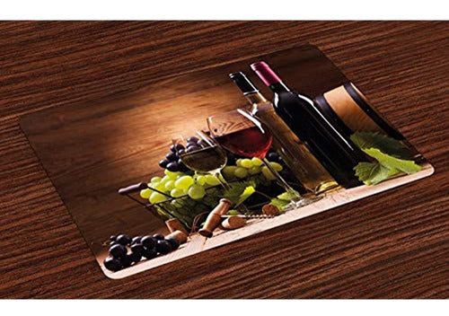 Ambesonne Wine Place Mats Set of 4 Red and White Wine Glasses 0