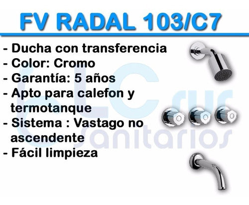 FV Radal Shower Faucet with Transfer 103/C7 Chrome 3