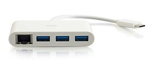 C2G Adaptador Usbc A Ethernet Con 3 Puertos Usb Hub Blanco 1