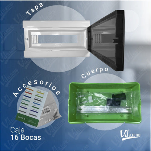 Caja Tablero Para Termicas Din 16 Bocas Modulos Embutir Pvc 1