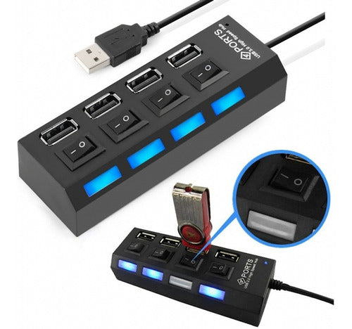 Hi-Speed USB 2.0 Hub 4 Ports with Power Button 1