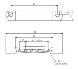 Cordal Cromado P/ Ponte Guitarra Les Paul - Sung-il (ts001) 1