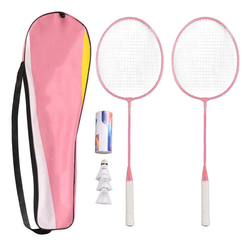 Conjunto De Raquete De Badminton Rosa K1134 Raquete De Liga 0