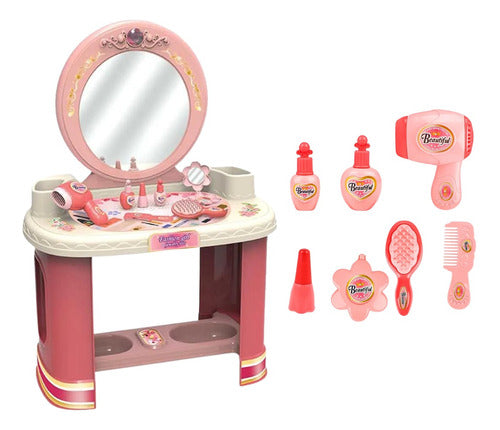 Tocador De Belleza Rosado De Juguete, Set De Maquillaje 1