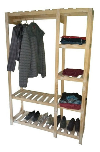 M98 Pine Wardrobe with Shelves and Hanger 0