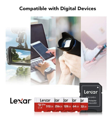 Lexar Memoria 64GB Micro SDXC 100MB/s A1 U3 Class10 V30 2