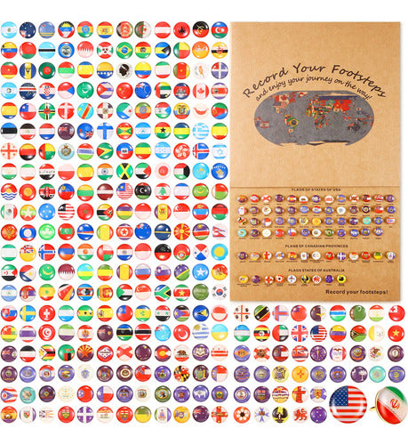 Fumete World Flags Push Pins with Board - 291 Pieces 0