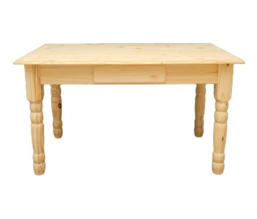 Solid Pine Dining Table 1.40 x 0.80 with Drawer - Reinforced - Exclusive Decor Options 0
