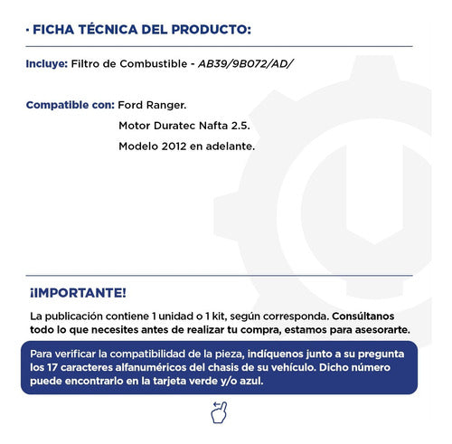 Filtro De Combustible Ford Ranger Nafta Duratec 2.5 Original 1