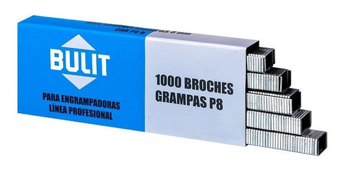 Engrampadora Potencia Regulable Bulit + 1.000 Grampas P8 8mm 5