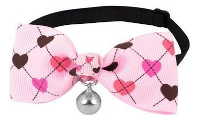 Heart Pattern Bell Detail Pet Dog Cat Plastic Bow Tie 1