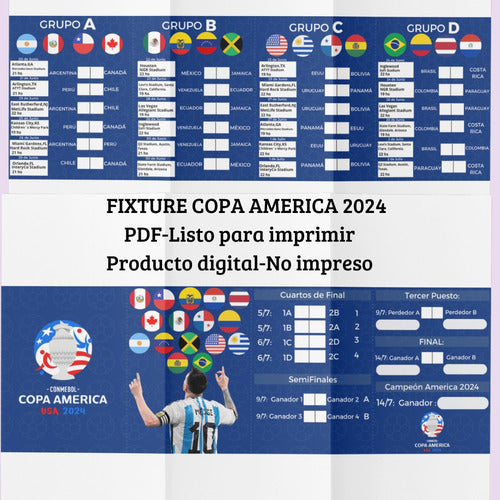 DreamDesing Fixture Copa América 2024 Imprimible 1