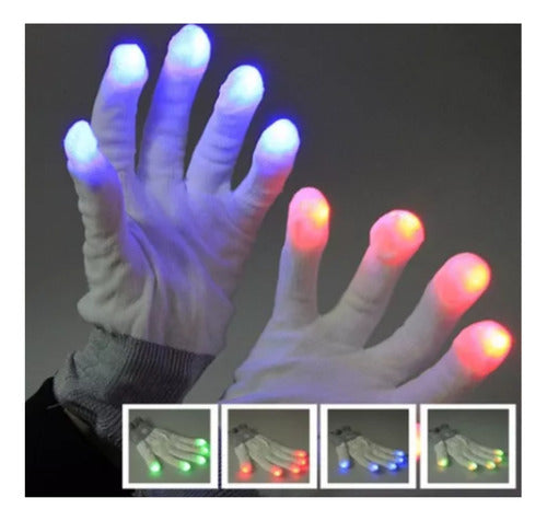 Guantes Led Luminoso Cotillon Fiesta 1 Par 2