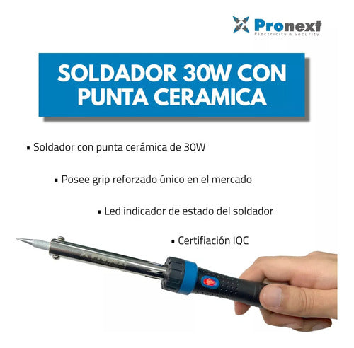 Pronext Soldador Estaño Electrico Punta Ceramica 30 Watts 3