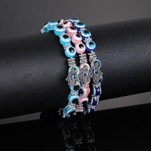 Burdah Pink Turkish Eye Hand of Fatima Bracelet Against Envy 2