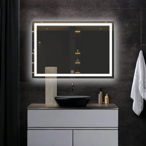 Rectangular LED Touch Light Mirror 80x60cm Cool or Warm White 4