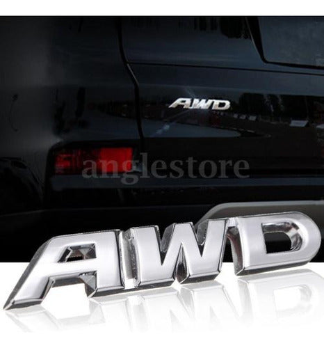 Cromo Awd Emblema Insignia Coche Metal Etiqueta Engomada Eti 1