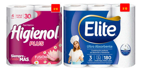 Higienol Toilet Paper Double Layer + Elite Kitchen Roll 1