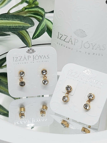 Izzap Joyas Aros Pasantes Doble Cristal 2