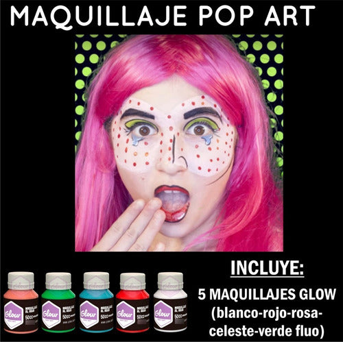 Kit Maquillaje Popart Personaje 5 Glow Halloween Disfraz 1