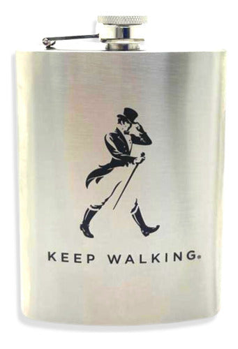 Schon Johnnie Walker Silver Stainless Steel Flask 8oz 236ml 0